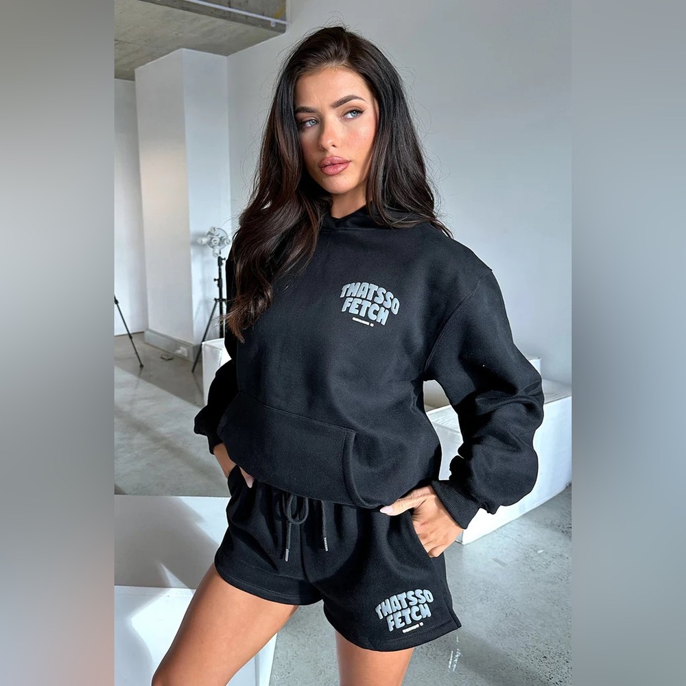 Y2K Black Ribbed Tube Top Dolphin Shorts 3 Piece Lounge Set Athleisure Sporty